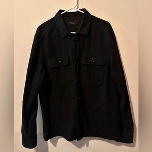 All Saints Double Pocket Black Button Up, XXL